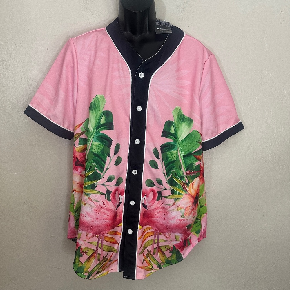 Fresh Hoods Flamingo Jersey 2XL runs small New with tags 96% polyester